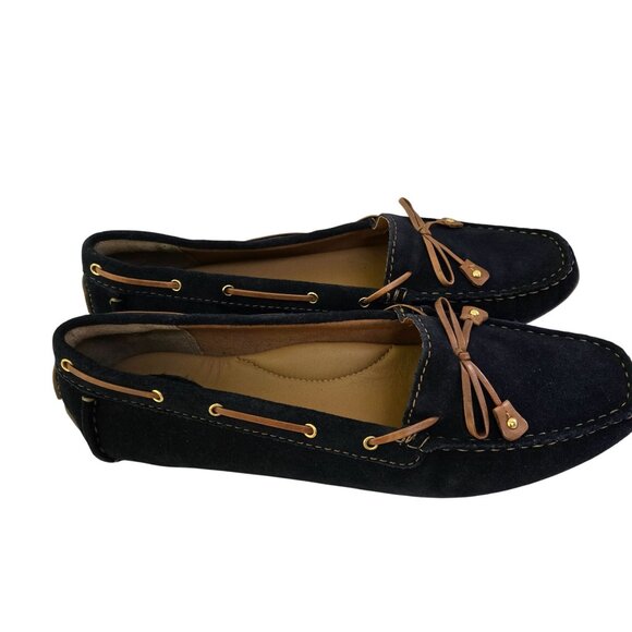 Clarks Artisan NWOT Dunbar Cruiser Loafer Navy Tan Suede Leather Size 11M - Picture 2 of 8